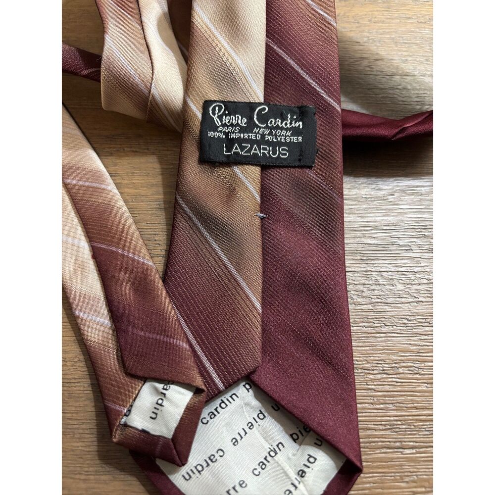 Vintage Pierre Cardin Lot of 3 Ties 3" Wide Striped Polyester Lazarus Pomeroy's - Picture 3 of 14
